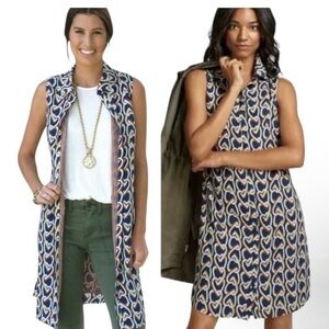 CAbi Blue and Gold Heart Print Sleeveless Dress